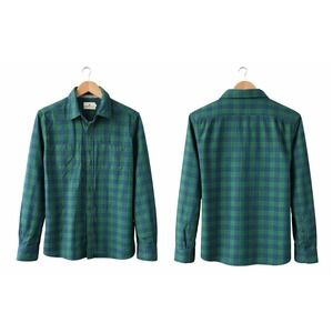 The Normal Brand Mens Green Navy 100% Cotton Flannel Button Down Shirt Medium